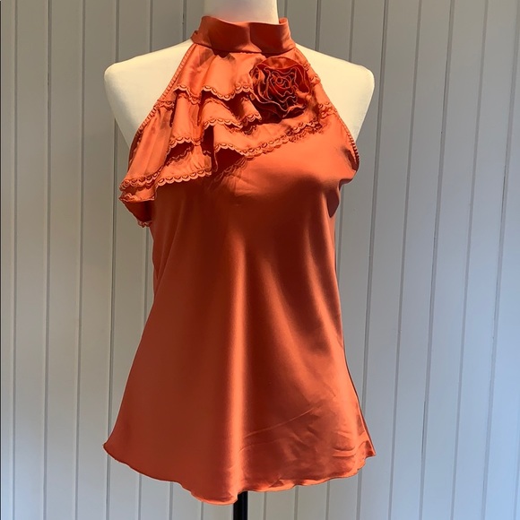 Byer California Satin Halter Top with Ruffles - Picture 2 of 6